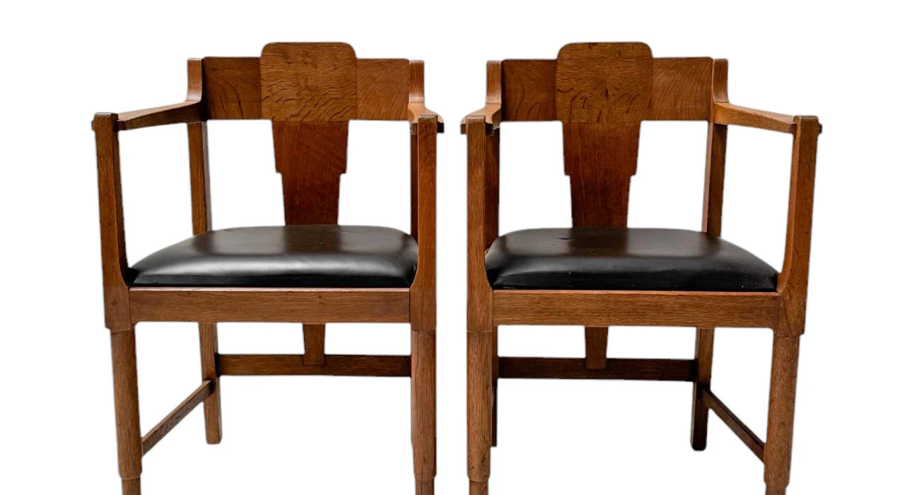 Two Art Deco Amsterdamse School Armchairs, by Frits Spanjaard, 1920s